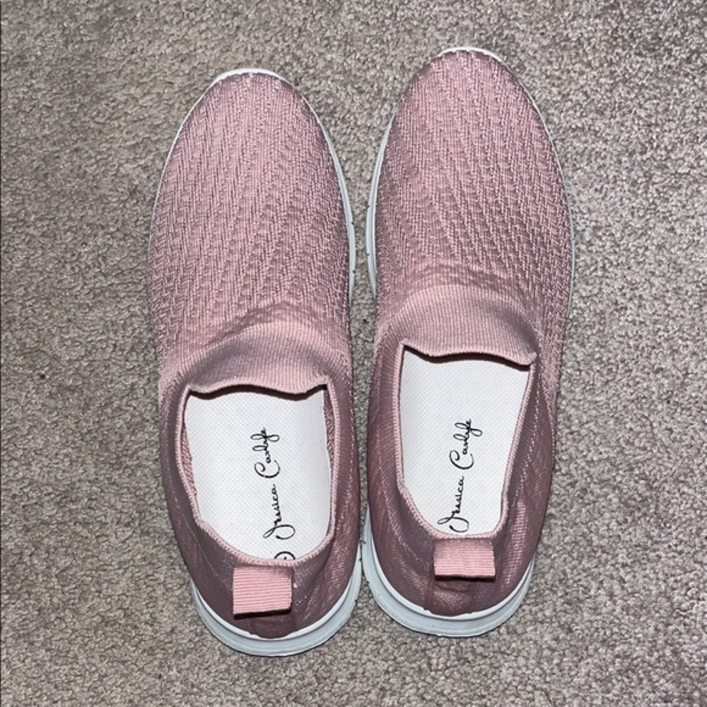 Women's Pink Knit Slip-On Sneakers